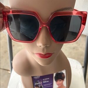 Bold Red Square Frame Sunglasses for Women